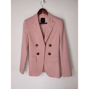 Pinkos‎ Womens Blazer Sz 4 Pink Striped Jacket Italian Designer Royalty Corpcore